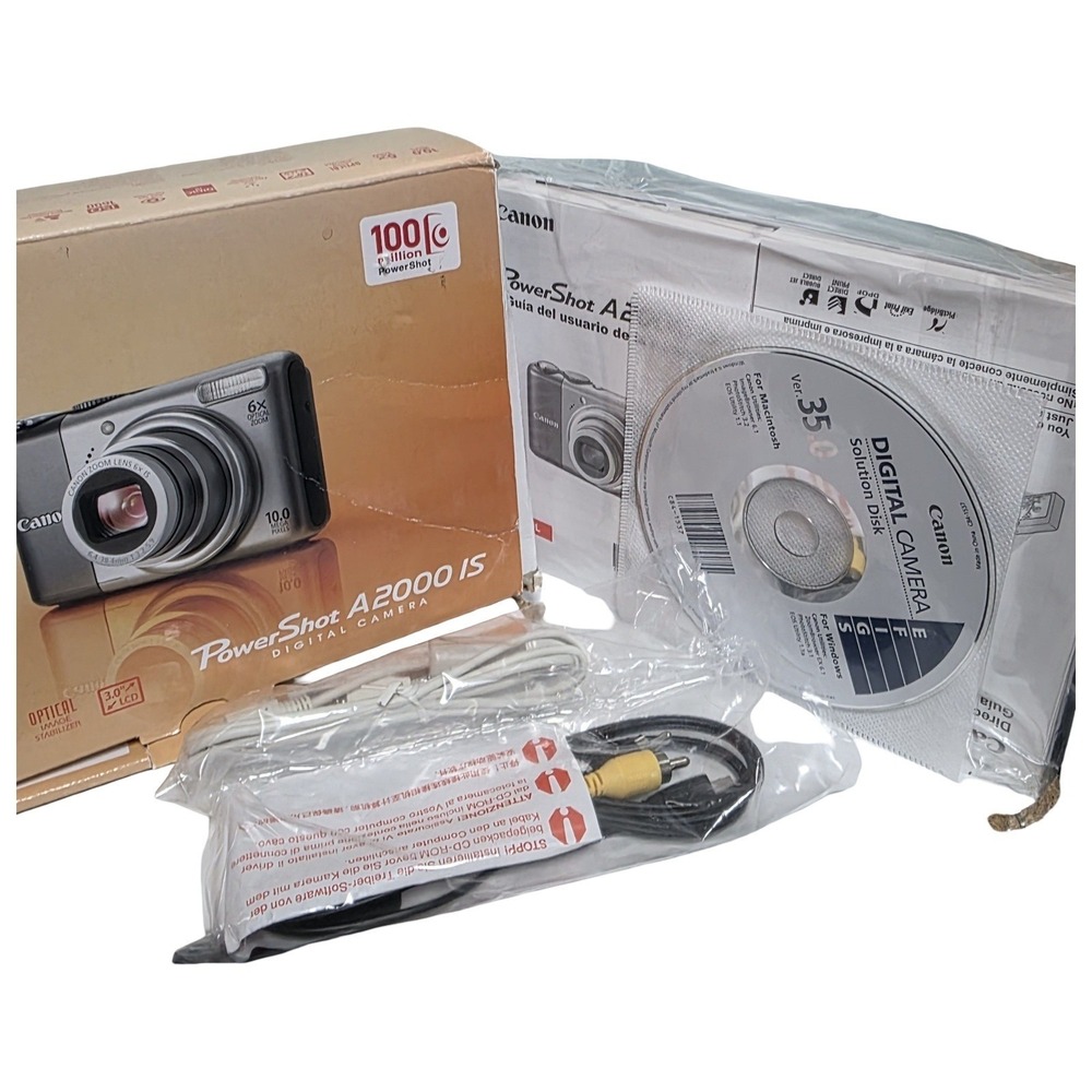 Canon PowerShot A2000 IS 10.0MP Digital Camera Gunmetal and Silver SD Card Cable - Picture 13 of 14